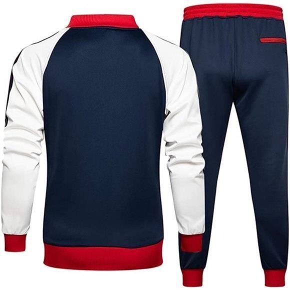 Men's Tracksuits 2 Piece Set Navy/Red - Picture 5 of 6
